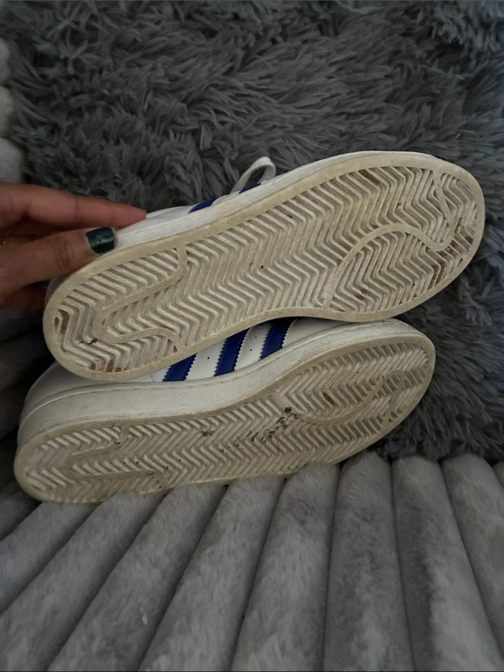 adidas Kids White and Blue Superstar Sneakers - Picture 3 of 6